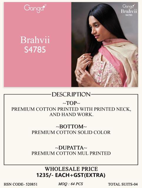 Ganga brahvii 4785 drops cotton dress material wholesale